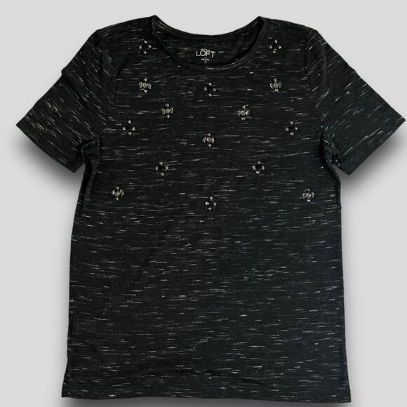 LOFT ANN TAYLOR EDGY ROCK SHIRT TSHIRT BLACK SMALL - Picture 1 of 7